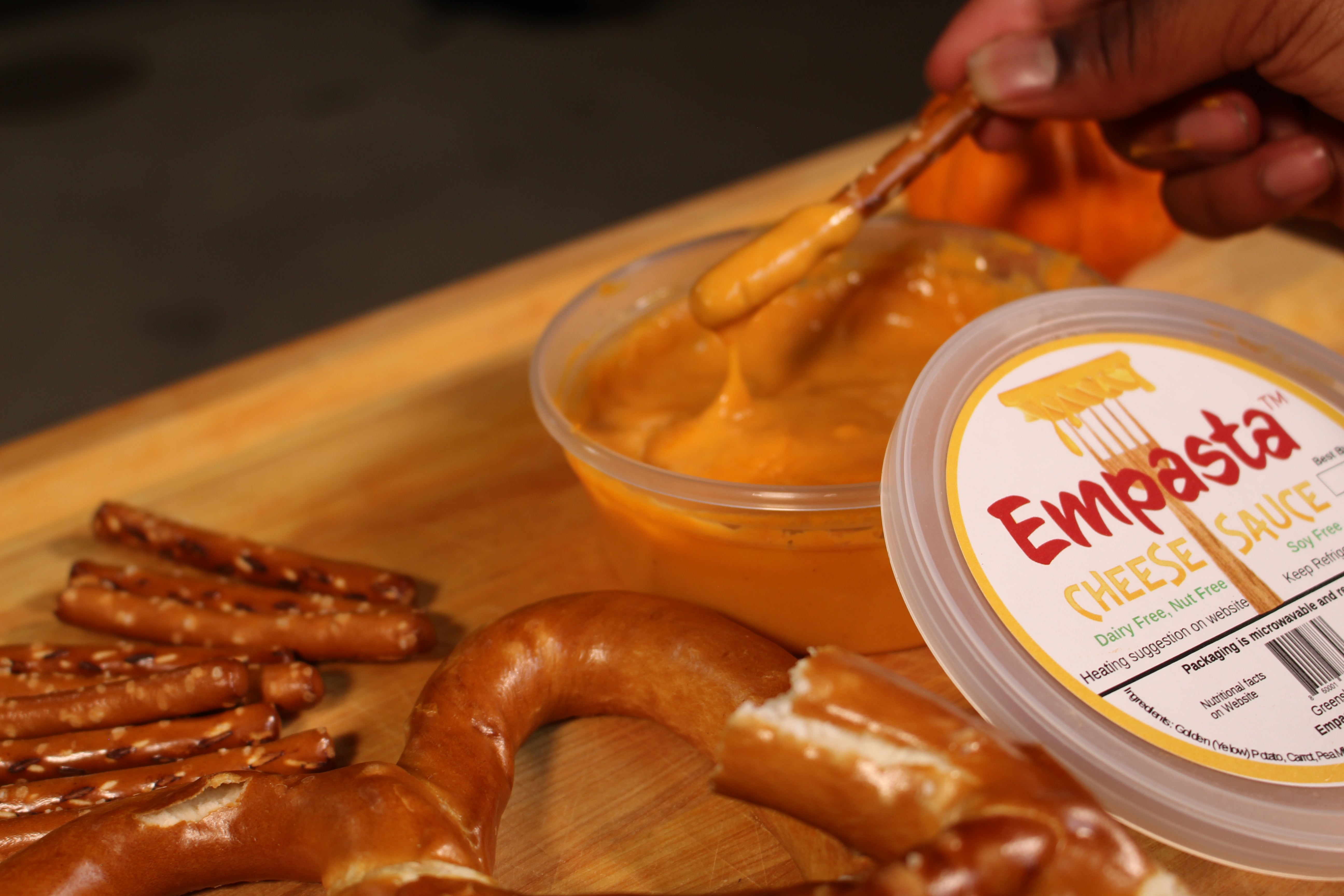 Vegan cheese and pretzels